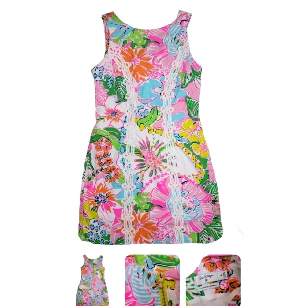 Lilly Pulitzer Dress Girls 10 12 yrs Floral Cottagecore Summer Cotton Shift $60